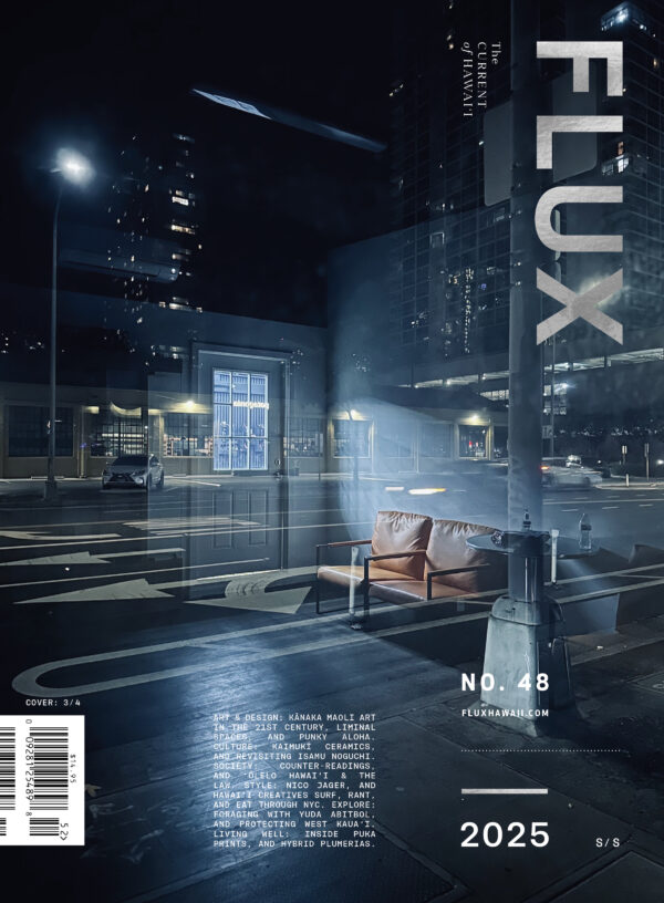 sleek modern magazine cover of a street scene at night
