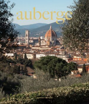 luxury magazine cover with italy cityscape